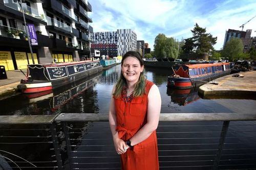 Chris Northwood pictured on a footbridge at New Islington Marina.