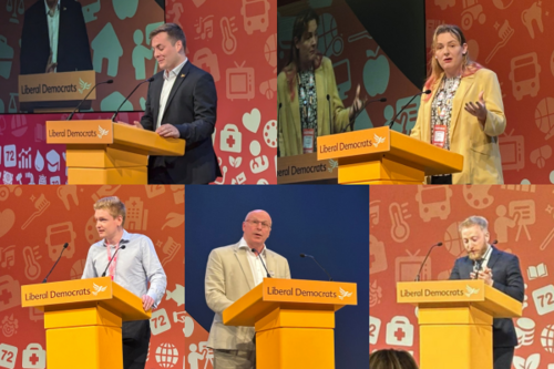 Montage of Manchester Lib Dem members speaking at Autumn Conference in Brighton