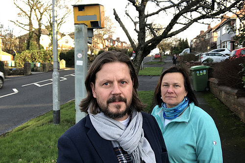 Mark Kenyon and Alicia Marland campaigning for better road safety